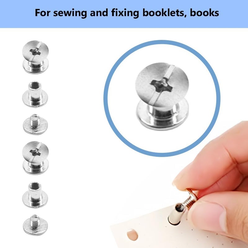 Ruidee 100Pcs/50Set Chicago Screws M5X6mm Book Binding Rivets Screw Posts Round Flat Head Stud Screw for DIY Leather Albums (DZBD/M5x6) - Image 4